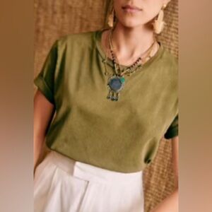 Sézane Conrad T Shirt Kaki Fade Out Olive Green Size Small